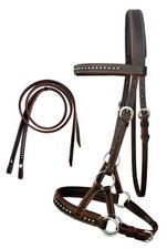 Horse Western ENGLISH WESTERN HORSE BROWN LEATHER BRIDLE TACK REINS 7708BR-F