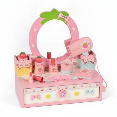 Safe Smooth Edges Role-Play Vanity Set Cartoon Style Wooden Vanity Toy