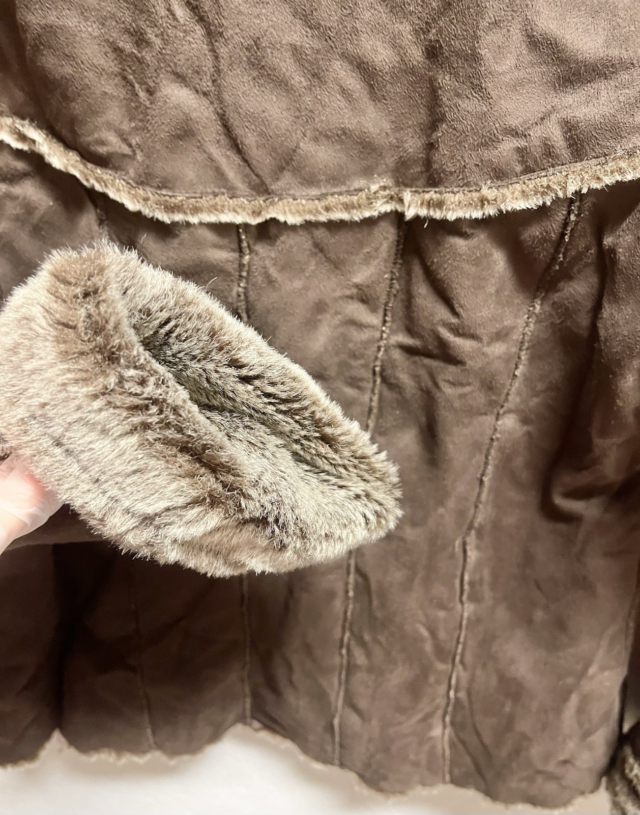 Fitz-Wright Brown suede Button Front women’s rabb… - image 9