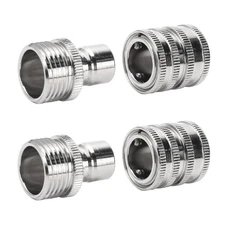 4 Pcs 3/4 Inch Garden Hose Quick Connect Fittings Stainless Steel Hose Connector