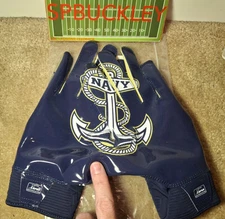 UNDER ARMOUR BLUR NCAA NAVY MIDSHIPMEN RECEIVER FOOTBALL GLOVES XL, NEW