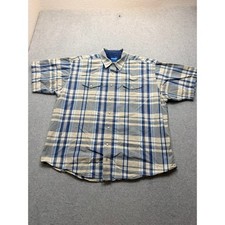 Wrangler Western Shirts Mens XXL Blue Plaid Pearl Snap Short Sleeve Button Down