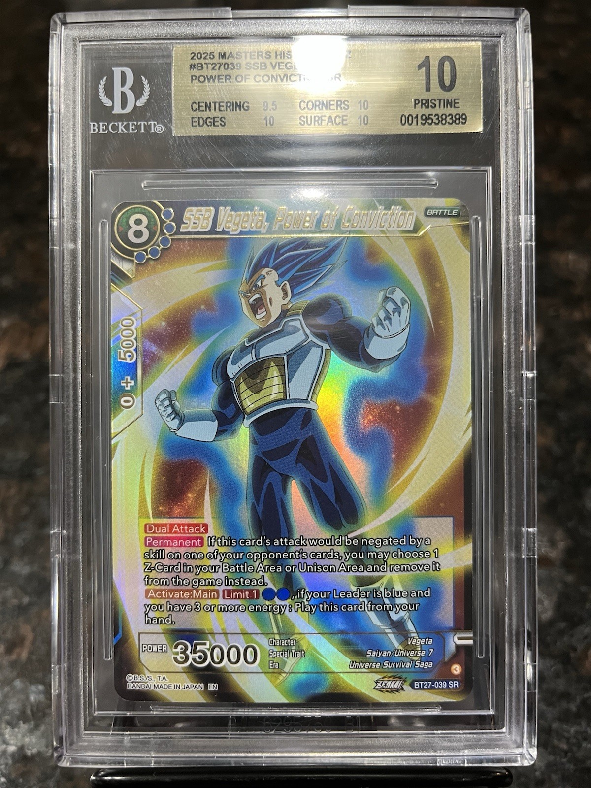 SSB Vegeta Power of Conviction BT27-039 SR Foil Dragon Ball Super Card | BGS 10 view 1