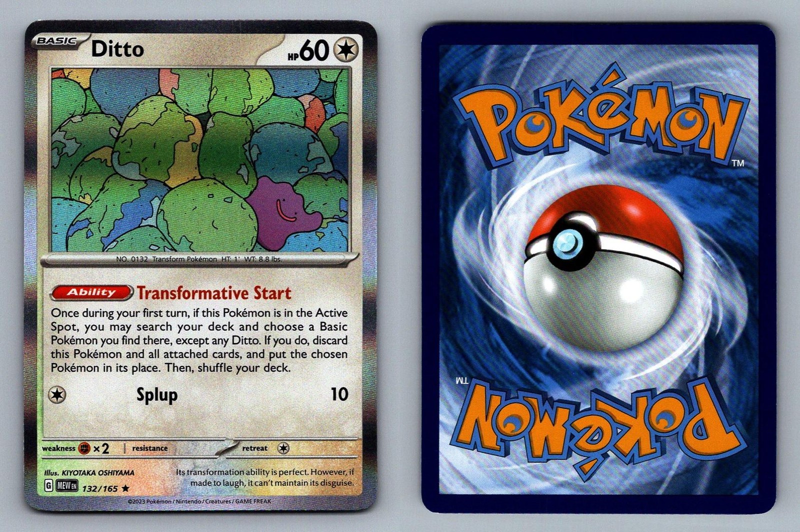Ditto #132/165 Holo 151 Pokemon Card - NM