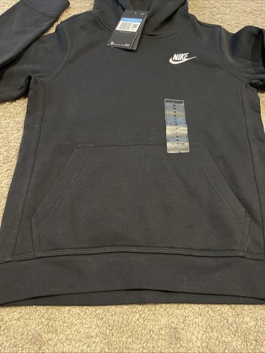 Nike Club Boy's Fleece Pullover Hoodie ,Black, Size M, NWT - Picture 3 of 4