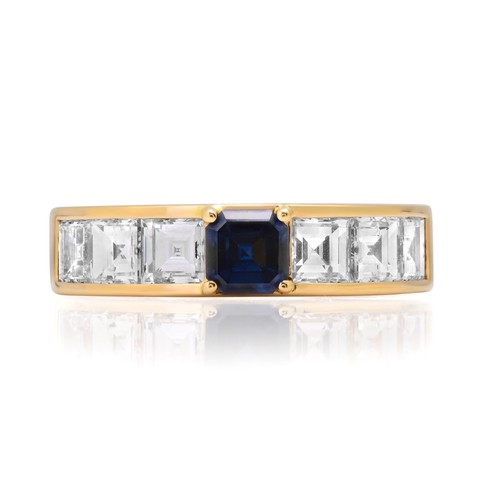 Chopard 18K Yellow Gold Sapphire & Diamond Ring 1.07ct Diamonds Size 7 w/ Box