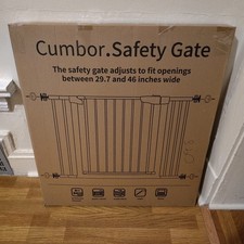 Cumbor Baby Safety Gate for Stairs  Doorway 29.7"-46"Wx30.5  H, Black