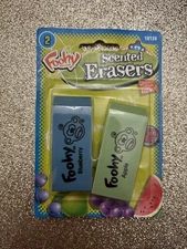 NEW Foohy Scented Erasers 2 Pack Blue Blueberry Apple Green 2000s Vintage Eraser