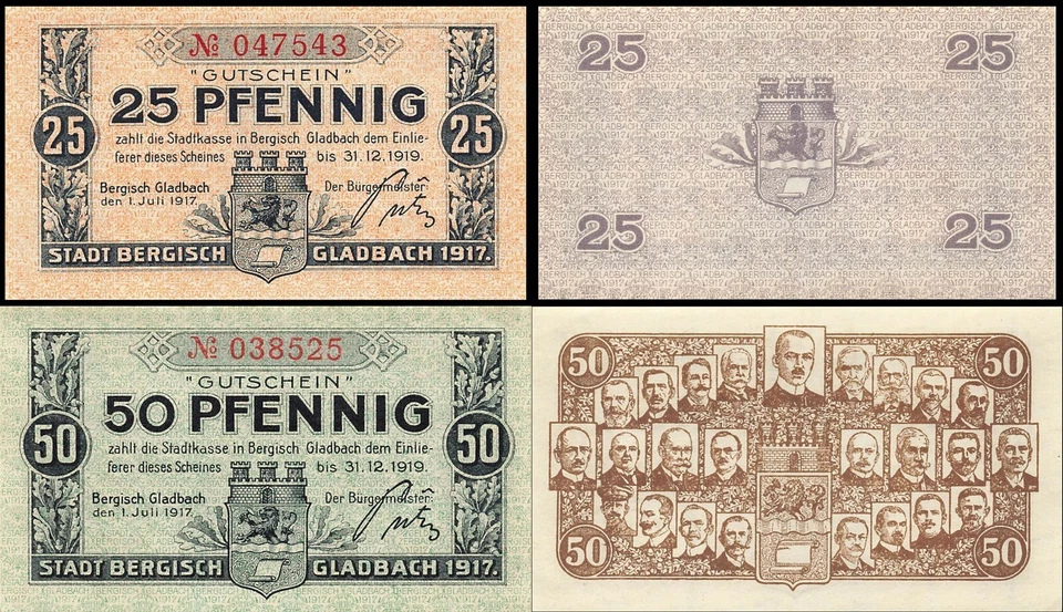 2 x Notgeld BERGISCH-GLADBACH Stadt 1.7.1917 - Bild 1 von 1