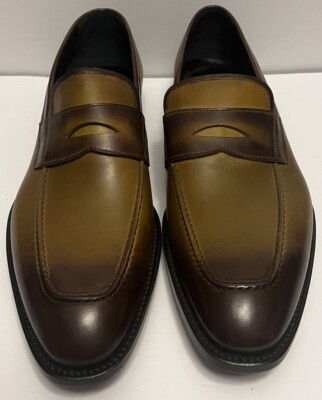 Canali Brown Leather Penny Loafer Slip On Shoes Made In Italy Men’s 42 US Size 9 Italian Luxury Loafers for Men | Canali US main image 4