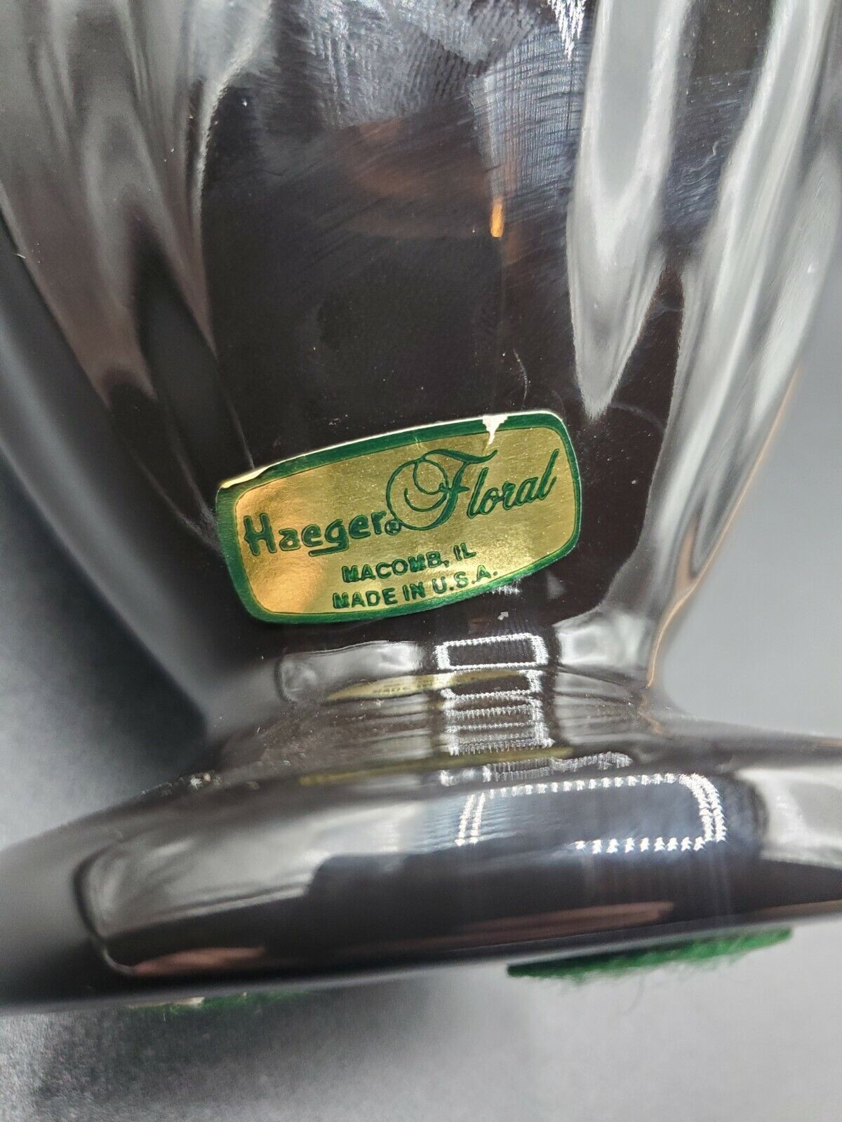 Vintage Black florist Haeger pottery vase 9" Tall