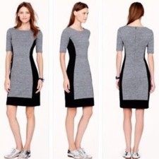 J.Crew Women’s Sheath Color block Dress Sz 14 Gray Black Knee Length Stretch NWT