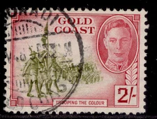 GOLD COAST GVI SG144, 2s sage-green & magenta, FINE USED.