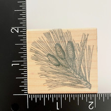 Hero Arts Three Pinecones Tree Branch E1976 Wood Mounted Rubber Stamp