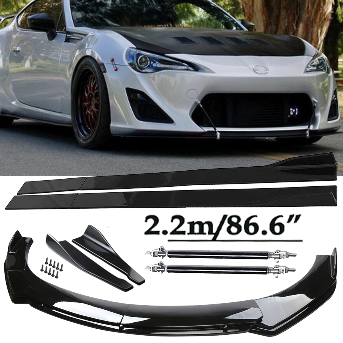 Front Bumper Lip Spoiler Side Skirts Rear Lip Glossy Black For Scion TC  U