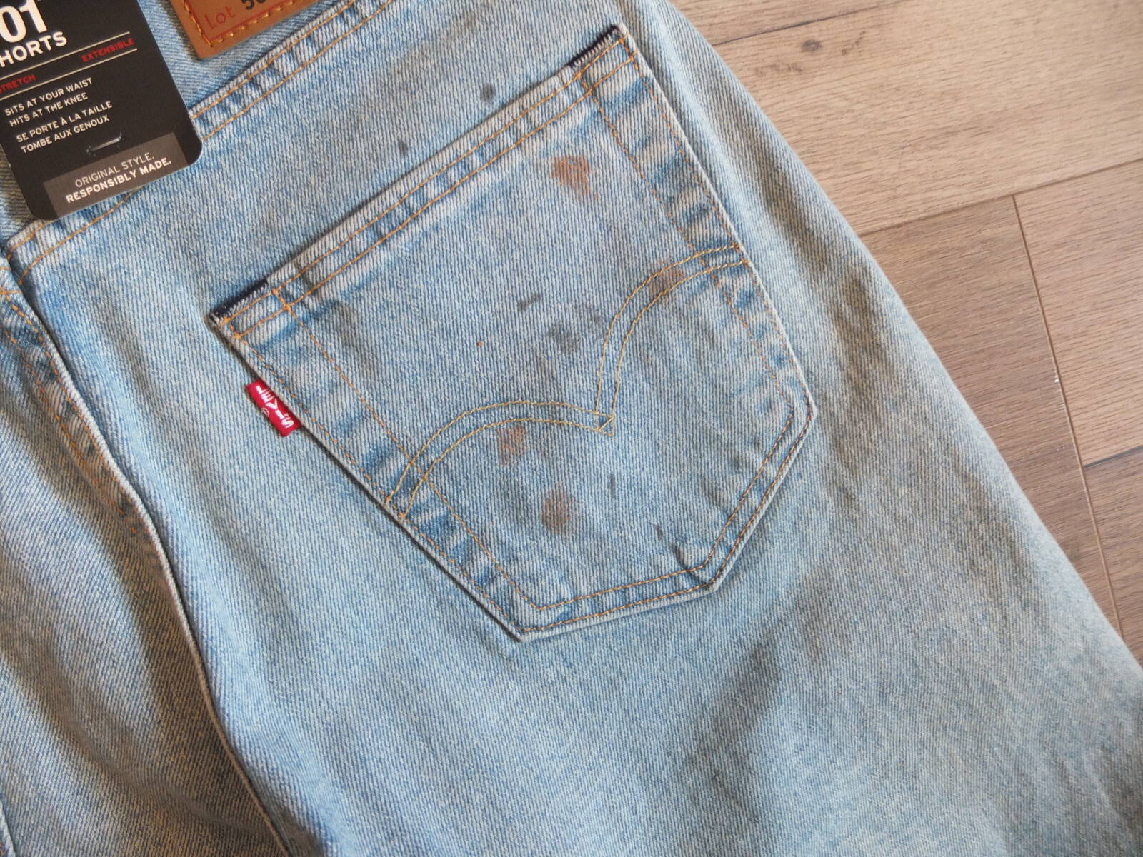 Levi's 501 Premium Cool Stretch Bermuda Shorts Size W 29 New Blue image 9