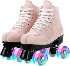 Risup Roller Skates for Women and Men Cowhide High-Top Shoes Pink Camouflage 43