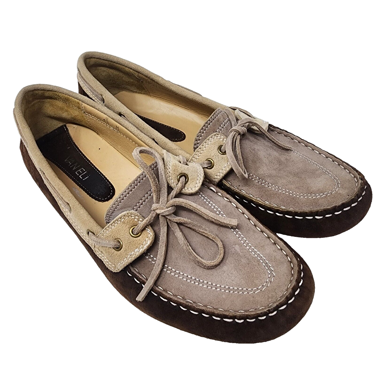 VAN ELI Shoes Loafers Womens 11 Brown Beige 2-Tone Suede Top