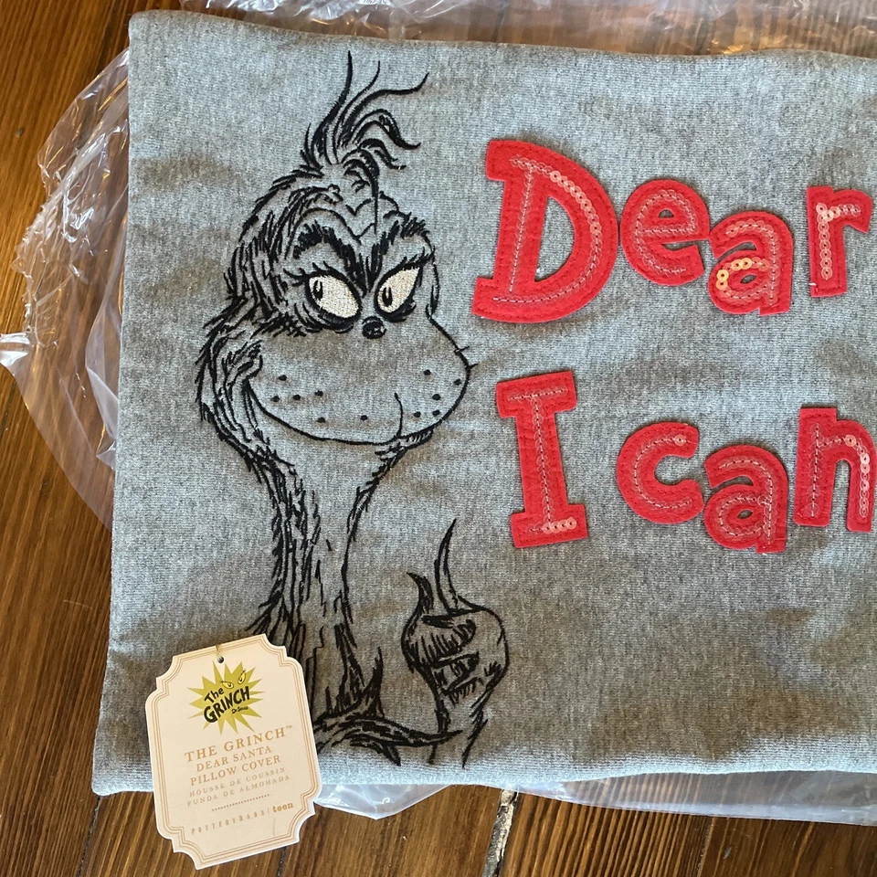 pottery barn GRINCH holiday Christmas Seuss pillow cover sham party Disney . - Image 3 of 4