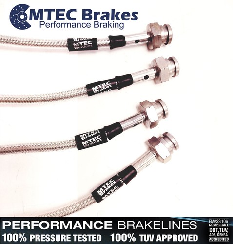 Mangueras de freno trenzadas de acero Alfa Spider & GTV 3.0 24 V chapadas en zinc MTEC rendimiento - Imagen 6 de 9