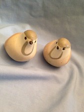 vintage studio pottery 2 x stoneware wrens birds