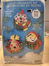 Design Works Felt Ornament Kit Bear Reindeer Snowman Unopened 4" Christmas
