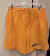 VINTAGE EUC Champion Embroidered Big Logo Swim Trunks Yellow Mens Size Large