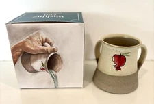 Jewish 2 Handle Natlah Washing Cup Hand Painted & Hand Thrown Pottery 4 X 4.25”