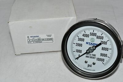 #ad NEW Stark Industries 46S 10K C Pressure Gauge 4#x27;#x27; 0 10000 PSI 1 4#x27;#x27; NPT $92.98