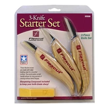 Flexcut Starter 3 Knife Set KN500 | 1095 High Carbon Steel Blades and Ergonom...