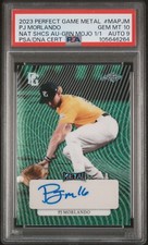 2023 Perfect Game Metal Green Mojo 1/1 PJ MORLANDO Marlins PSA 10 AUTO 9