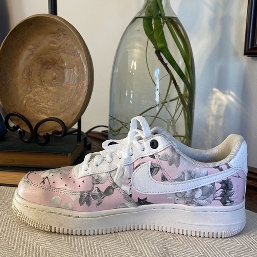 Nike Air Force 1 Low Floral Pink Grey Sneakers Women's Size