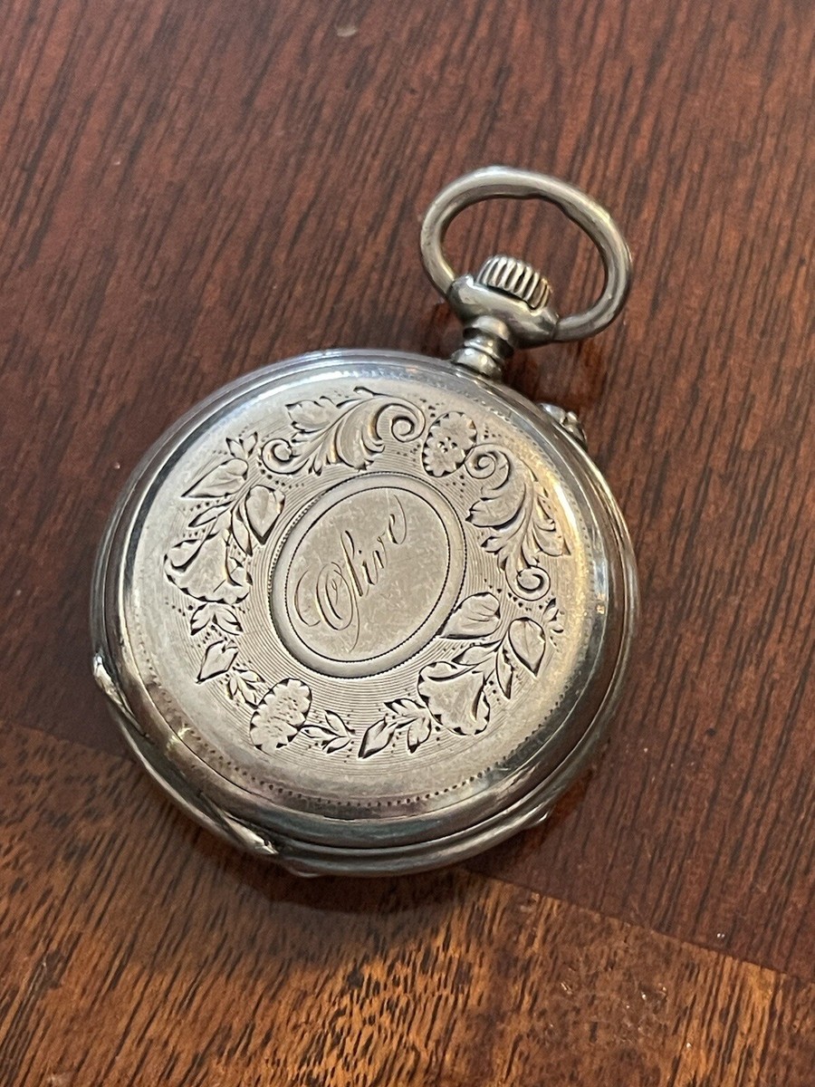Antique Pocket Watch 800 Silver Avance retard Cylindre 10 Rubis
