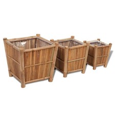  3x Raised Bed with Nylon Lining Bamboo  Garden Raised Bed Pot R6N0