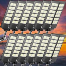 1-12Pack 9000W Large Solar Street Lights Outdoor LED Dusk to Dawn Flood Light