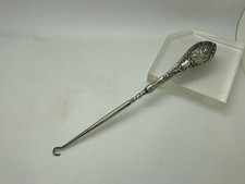VINTAGE Sterling Silver .925 Cherub Ornate Repousse Large Shoe Button Hook