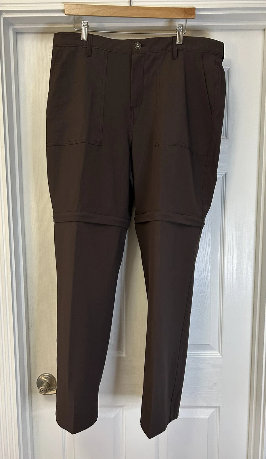 SAVANE Functional Performance Pants Convertible Zip Off Ripstop Brown Mens 36x32