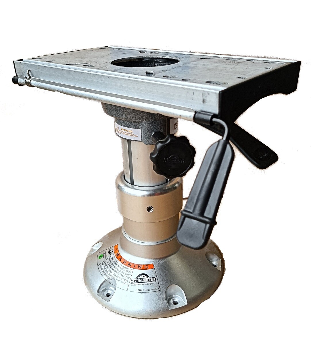 Boat seat pedestal shock absorbing suspension helm pilot
