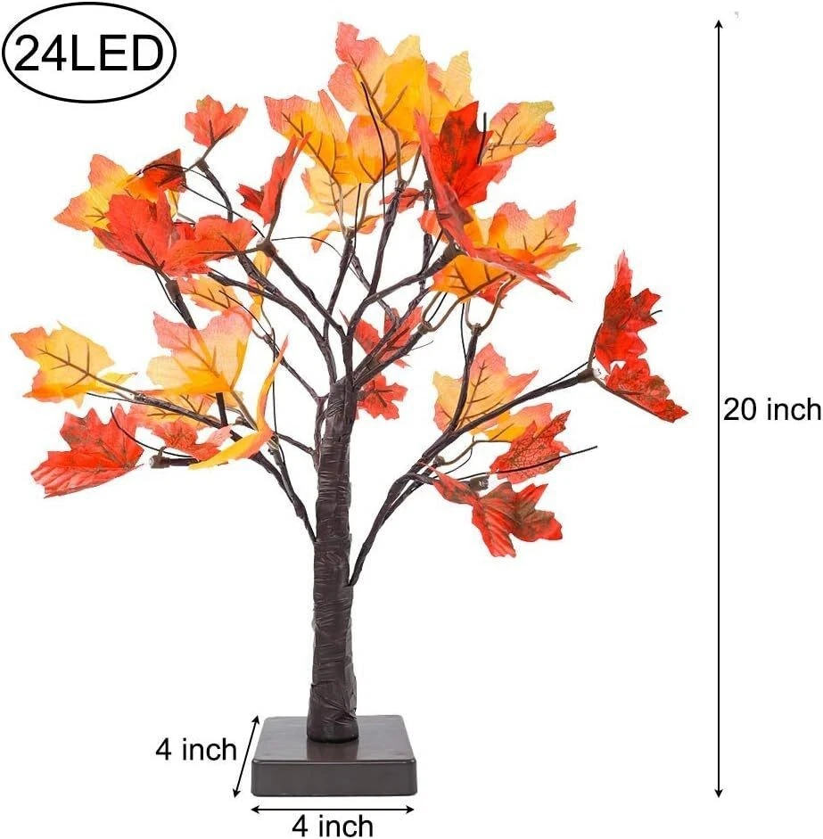 20" Maple Tree LED Tabletop Light Artificial Leaf Thanksgiving Decoration Lamp - Image 4 of 4