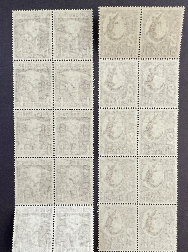 Australia 1948 Bull & Crocodile Stamp Panes.  Lot of 2. Scott 211-212 MNH - Image 2 of 2