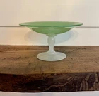 Steuben-Carder Era Compote in Green Jade with Alabaster Stem & Foot-Shape 1368