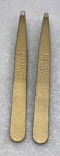 (2) REVLON PROFESSIONAL TWEEZERS Square Tip #2530-38 ** VINTAGE ORIGINAL AS-IS