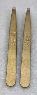 (2) REVLON PROFESSIONAL TWEEZERS Square Tip #2530-38 ** VINTAGE ORIGINAL AS-IS