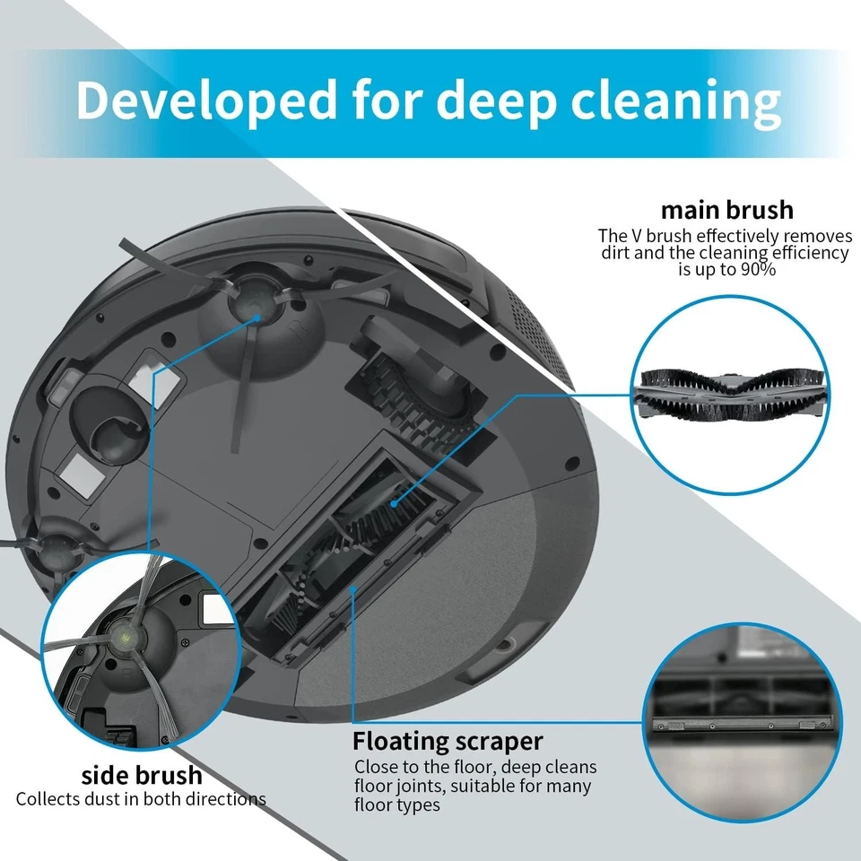 AIRROBO P20 Robot Vacuum Cleaner , 2800Pa Suction Power , 120Min , App Control - Image 3 of 4