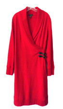 Lauren Ralph Lauren red knit dress womens M midi Y2K office career stunning EUC