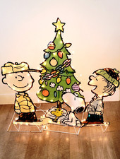 Vintage Peanuts Charlie Brown, Snoopy Christmas Tree Outdoor D cor Tested READ