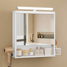 Spiegelschrank Bad mit LED-Beleuchtung Badezimmerschrank Badschrank hängend Weiß