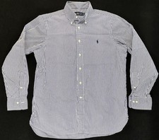 Polo Ralph Lauren Striped Button Down Shirt Mens 16 34-35 Blue White Striped