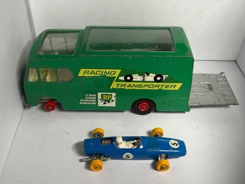 Vtg Matchbox King Size K-5 BP Racing Car Transporter with 1 HW Lotus Race Car