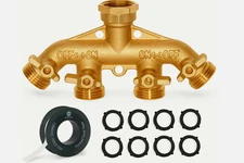 2 Pack MORVAT Heavy Duty Hexagonal Brass 4 Way Garden Hose Y Splitter